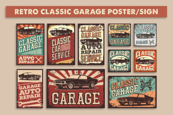 Download Retro Classic Car Service Sign Poster - Car Collection