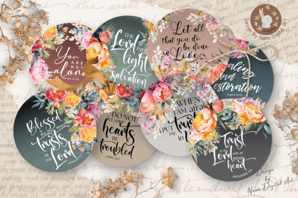 Download Floral Bible Verse Round Cards Set 802 - Car Collection