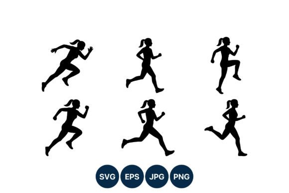 Download Female Runner Silhouette Vector Set - Silhouette Collection