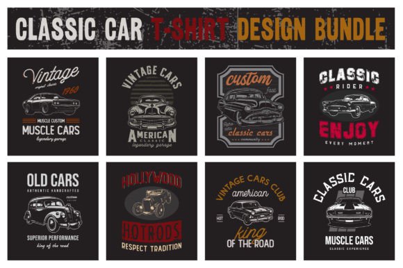 Download Old Classic Cars T-shirt Designs Bundle - Car Collection