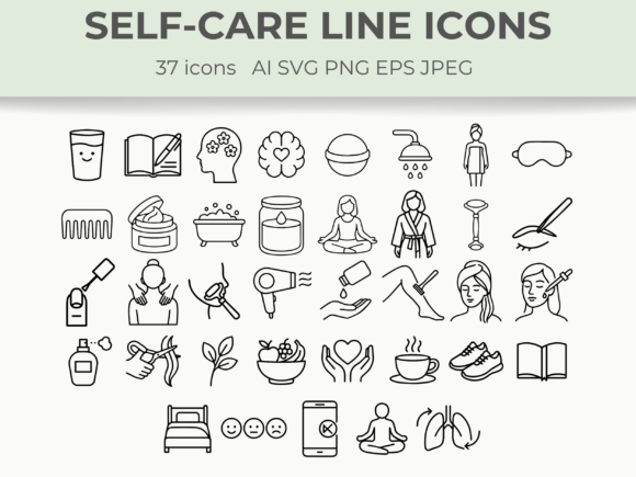 Download Self-Care Line Icons – Wellness &amp; Beauty - Car Collection
