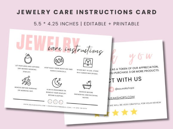 Download Printable Jewelry Care Card Template - Car Collection