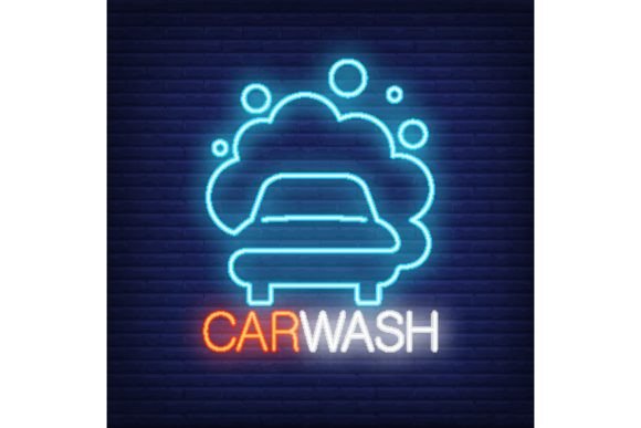 Download Carwash Neon Word and Automobile in Foam - Car Collection