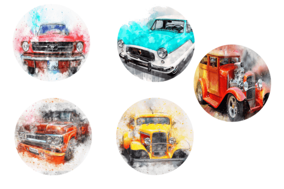 Download Vintage Car Coasters Round Bundle - Car Collection