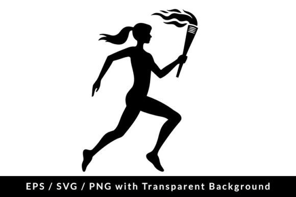 Download Runner with Torch Silhouette SVG PNG EPS - Silhouette Collection