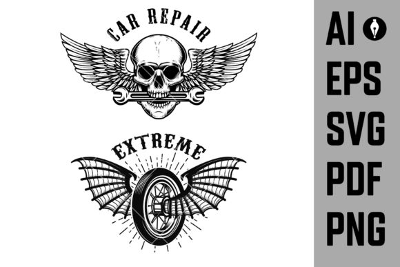 Download Car Repair Emblems. Wheel with Wings. - Car Collection