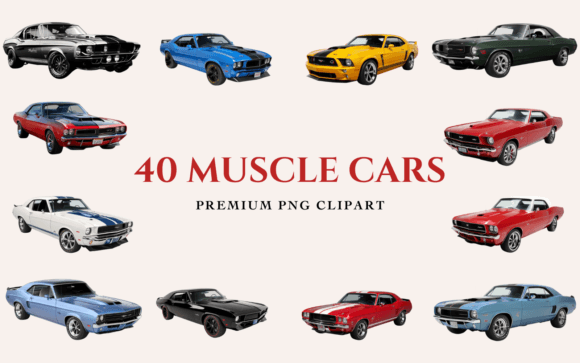 Download 40 Muscle Cars Premium PNG Clipart - Car Collection