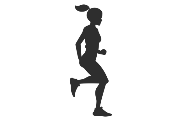 Download Running Girl Black Silhouette. Jogging E - Silhouette Collection